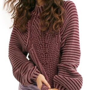 Free People Sweetheart Mock Neck Sweater In Garnet Grotto